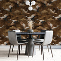 Vintage Cranes Mural Wallpaper in Earthy Sepia and Brown Tones Mural Wallpaper - room preview 02