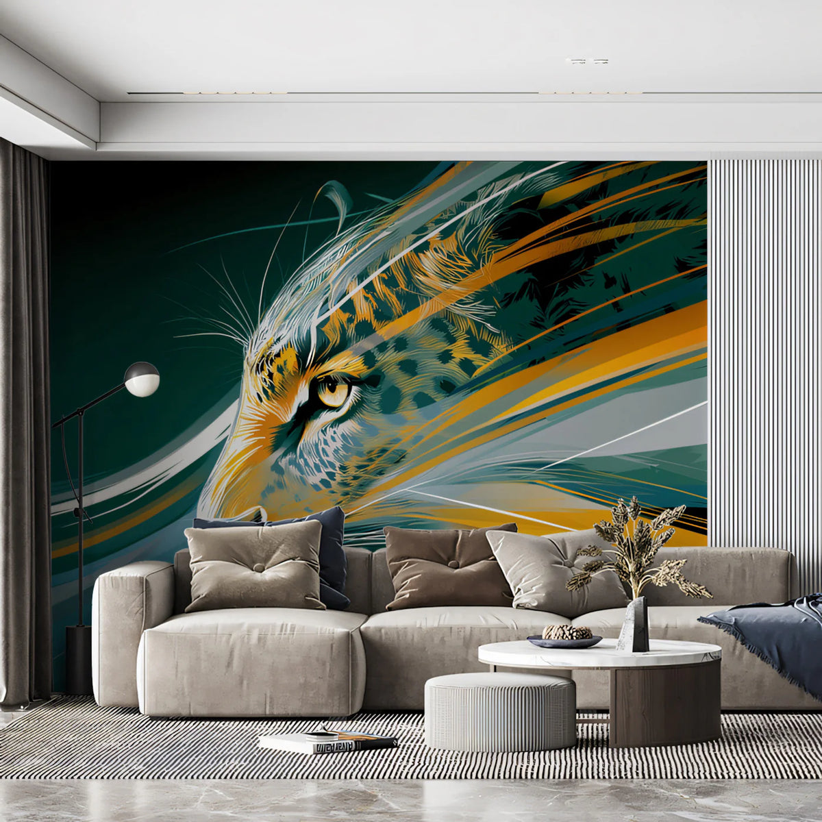 Jaguar Motion Speed Mural Wallpaper — Contemporary Kinetic Art Mural Wallpaper - room preview 02