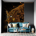 Neon Jaguar Stalking Mural Wallpaper — Electric Orange and Black Mural Wallpaper - room preview 02