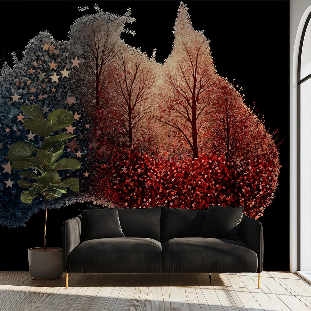 Australia Continental Fire and Ice Mural Wallpaper — Graphic Design Mural Wallpaper - room preview 02