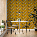 Micro Crane Mural Wallpaper —Vibrant Ochre Geometric Pattern Mural Wallpaper - room preview 02