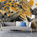 Jaguar Splatter Mural Wallpaper — Abstract Golden Animal Portrait Mural Wallpaper - room preview 02
