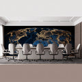 Earth Night Illumination Mural Wallpaper — Glowing Global Map Mural Wallpaper - room preview 02