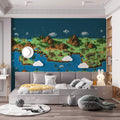 Isometric Pixel Island Mural Wallpaper — Retro 16-Bit Fantasy Map Mural Wallpaper - room preview 02