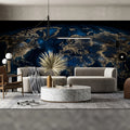 Global Night Lights Map Mural Wallpaper — Spherical Earth Design Mural Wallpaper - room preview 02