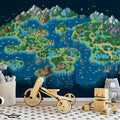Isometric Pixel Island Map Mural Wallpaper — Retro Fantasy Art Mural Wallpaper - room preview 02
