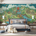 Fantasy Island Megalopolis Mural Wallpaper — Pixel Art Design Mural Wallpaper - room preview 02