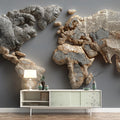 Sculpted Paper World Map Mural Wallpaper — Artistic Cartography Mural Wallpaper - room preview 02