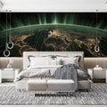 Global Grid Earth Mural Wallpaper — Futuristic Night View Mural Wallpaper - room preview 02