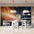 Celestial Ringed Planet Nebula Mural Wallpaper — Cosmic Space View Mural Wallpaper - room preview 02