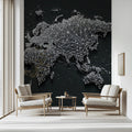 Digital World Map Mural Wallpaper — Low-Poly Mesh Network Mural Wallpaper - room preview 02