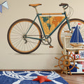 Vintage Bicycle Travel Map Mural Wallpaper —Stylized Illustration Mural Wallpaper - room preview 02