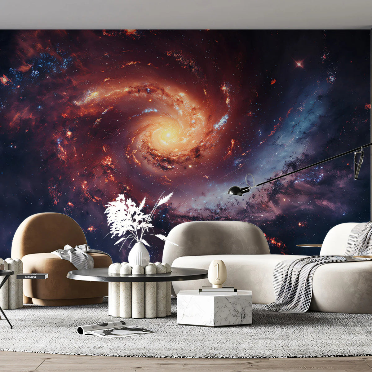 Spiral Galaxy Nebula Mural Wallpaper — Vibrant Cosmic Wall Art Mural Wallpaper - room preview 02