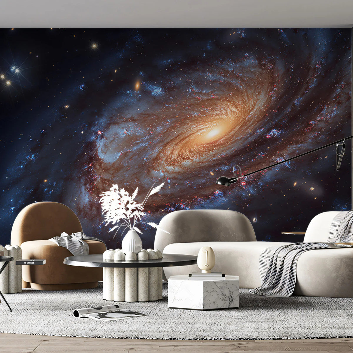 Spiral Galaxy Cosmic Mural Wallpaper — Deep Space Nebula Design Mural Wallpaper - room preview 02