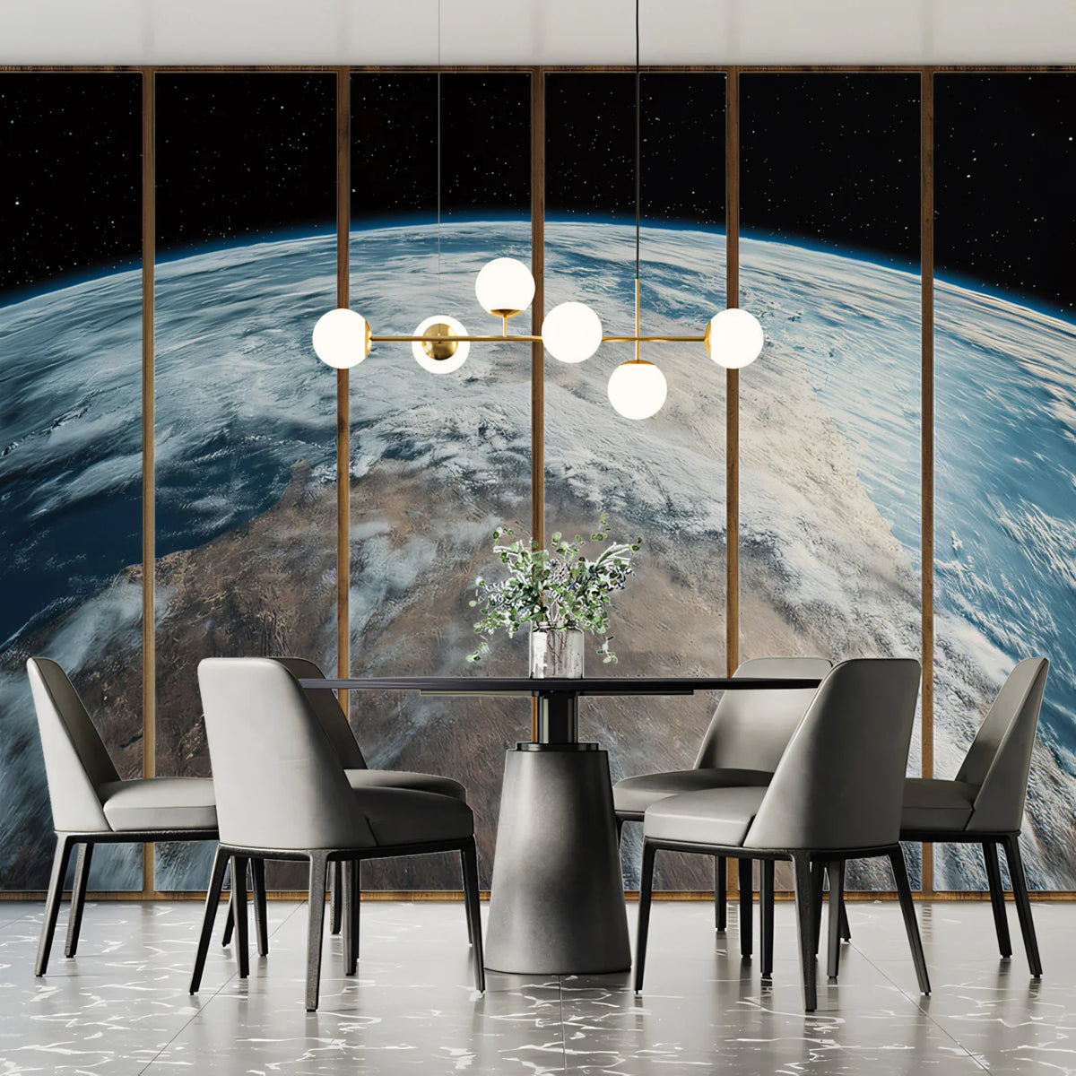Low Orbit Earth View Mural Wallpaper —Cinematic Space Horizon Mural Wallpaper - room preview 02