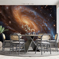 Golden Spiral Galaxy Mural Wallpaper — Cosmic Statement Wall Mural Wallpaper - room preview 02