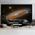 Edge-On Spiral Galaxy Mural Wallpaper — Cosmic Starlight Design Mural Wallpaper - room preview 02