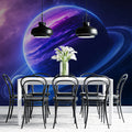 Neon Ringed Planet Mural Wallpaper — Cosmic Space Fantasy Mural Wallpaper - room preview 02