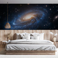 Spiral Galaxy Mural Wallpaper — Cosmic Blue and Gold Astronomy Mural Wallpaper - room preview 02