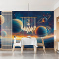 Cosmic Planetary Alignment Mural Wallpaper — Vivid Space Panorama Mural Wallpaper - room preview 02