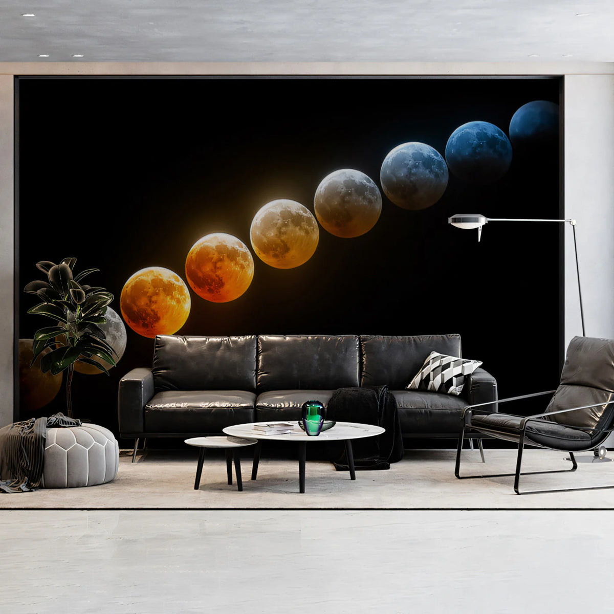 Lunar Eclipse Spectrum Mural Wallpaper — Modern Celestial Art Mural Wallpaper - room preview 02