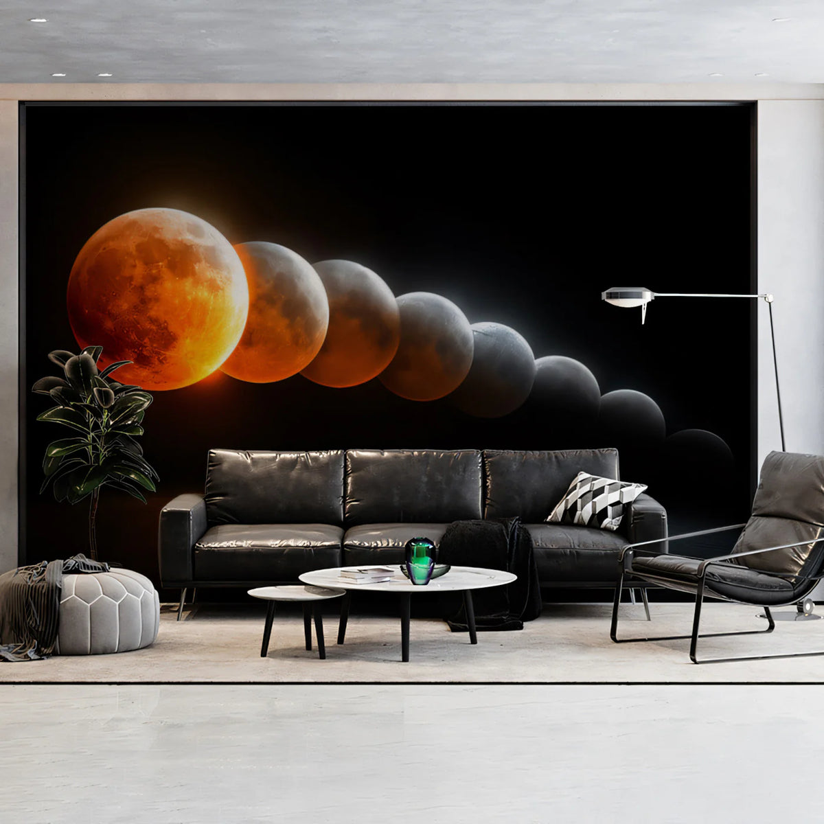 Lunar Eclipse Sequence Mural Wallpaper — Dramatic Cosmic Art Mural Wallpaper - room preview 02