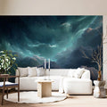 Nebula Clouds Mural Wallpaper — Deep Teal and Indigo Cosmic View Mural Wallpaper - room preview 02