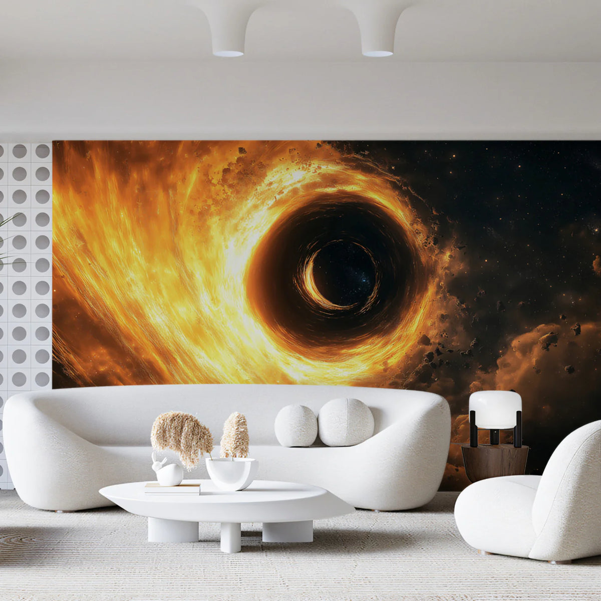 Cosmic Black Hole Vortex Mural Wallpaper — Deep Space Energy Mural Wallpaper - room preview 02