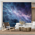 Cosmic Lightning Nebula Mural Wallpaper — Electric Space Clouds Mural Wallpaper - room preview 02