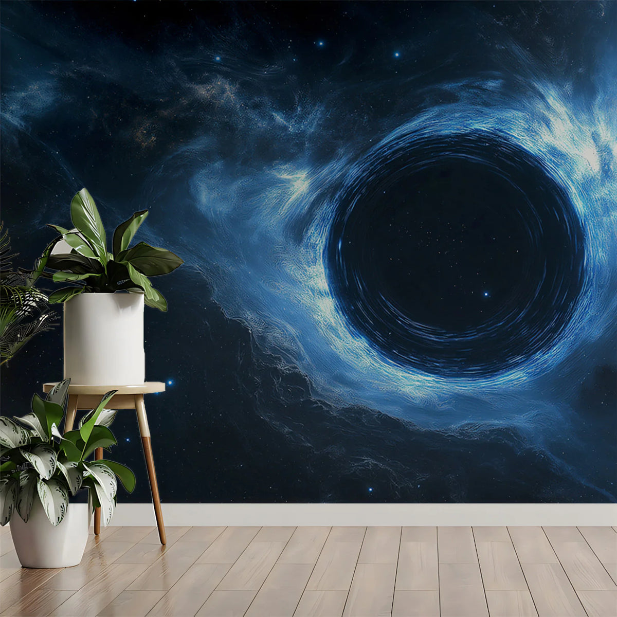 Cosmic Event Horizon Mural Wallpaper — Deep Space Blue Mural Wallpaper - room preview 02