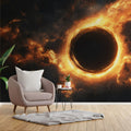 Cosmic Event Horizon Mural Wallpaper — Glowing Nebula Accretion Ring Mural Wallpaper - room preview 02