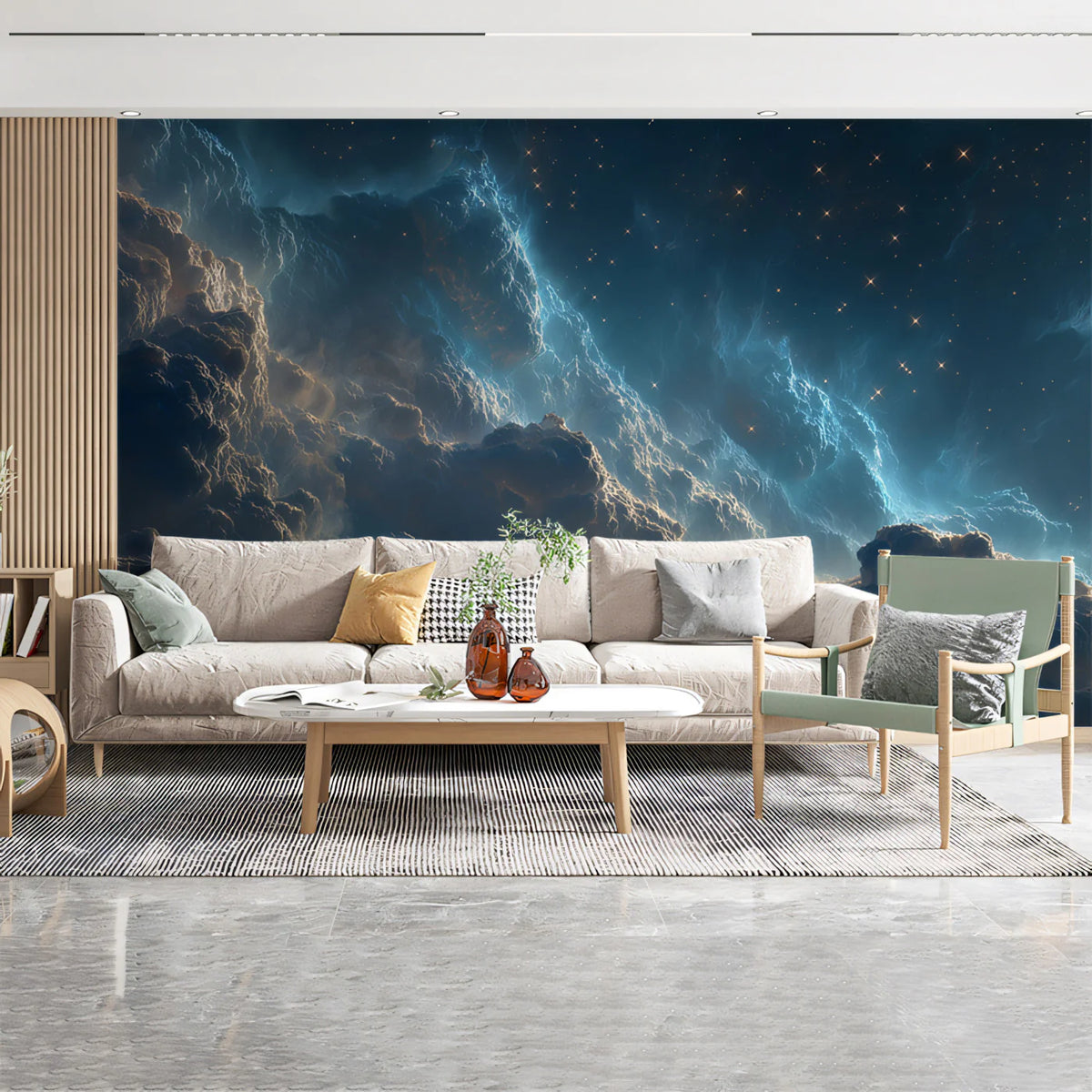 Cosmic Nebula Clouds Mural Wallpaper — Dramatic Celestial View Mural Wallpaper - room preview 02