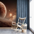 Cosmic Mars Landscape Mural Wallpaper — Deep Terracotta Space Scene Mural Wallpaper - room preview 02