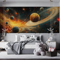 Cosmic Planetary System Mural Wallpaper — Dynamic Nebula Art Mural Wallpaper - room preview 02