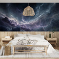 Cosmic Nebula Mural Wallpaper — Deep Purple and Electric Blue Mural Wallpaper - room preview 02