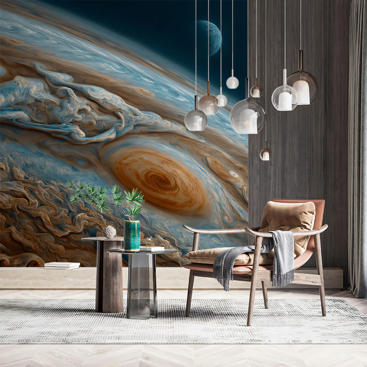 Gas Giant Storm Mural Wallpaper — Cosmic Swirl Texture Mural Wallpaper - room preview 02