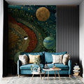 Cosmic Mandala Mural Wallpaper — Floral Celestial Art in Vibrant Hues Mural Wallpaper - room preview 02