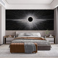 Stellar Black Hole Mural Wallpaper — High Contrast Cosmic Art Mural Wallpaper - room preview 02
