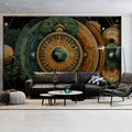 Cosmic Mandala Mural Wallpaper — Earth Toned Geometric Symmetry Mural Wallpaper - room preview 02
