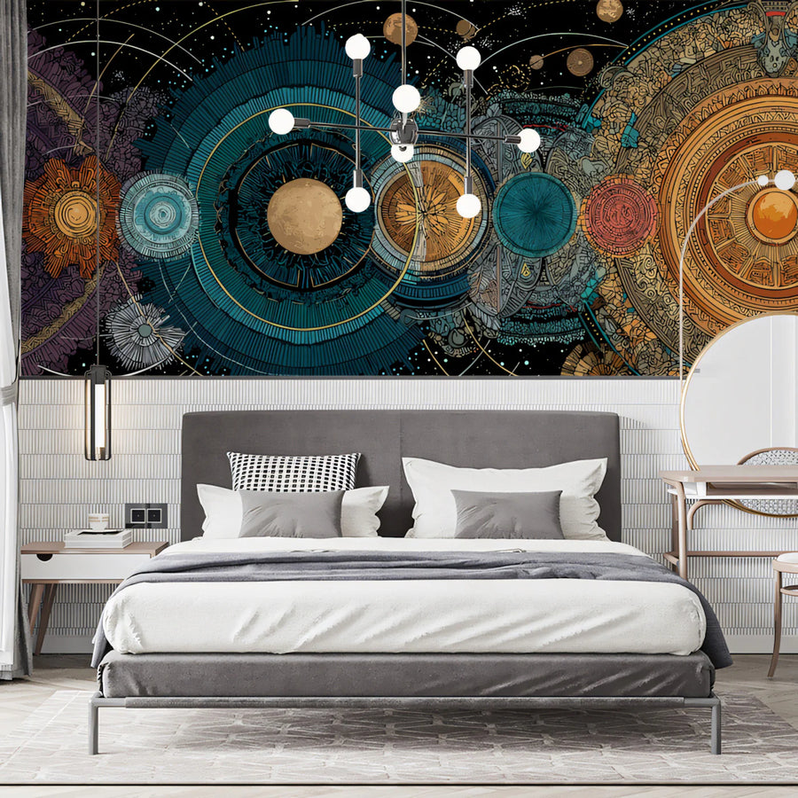 Wandtapete Himmlisches Mandala — Wandtapete mit komplizierter kosmischer Geometrie