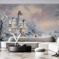 Winter Victorian Mansion Mural Wallpaper — Impressionistic Scene Mural Wallpaper - room preview 02