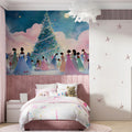 Dreamlike Winter Ball Mural Wallpaper — Watercolor Festive Scene Mural Wallpaper - room preview 02