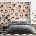 Santa and Candy Cane Mural Wallpaper — Whimsical Holiday Pattern Mural Wallpaper - room preview 02