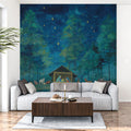 Starry Night Nativity Scene Mural Wallpaper — Artistic Forest Oil Art Mural Wallpaper - room preview 02