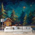 Nativity Oil Painting Mural Wallpaper — Expressive Winter Forest Mural Wallpaper - room preview 02