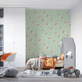 Minimalist Santa and Candy Swirl Mural Wallpaper — Soft Mint Green Mural Wallpaper - room preview 02