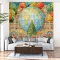 Global Holiday Celebration Mural Wallpaper — Whimsical Watercolor Art Mural Wallpaper - room preview 02