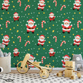 Jolly Santa and Candy Cane Pattern Mural Wallpaper - room preview 02