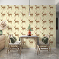 Reindeer and Candy Cane Grid Mural Wallpaper — Whimsical Decor Mural Wallpaper - room preview 02