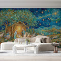 Nativity Mosaic Mural Wallpaper — Starlit Artistic Landscape Mural Wallpaper - room preview 02